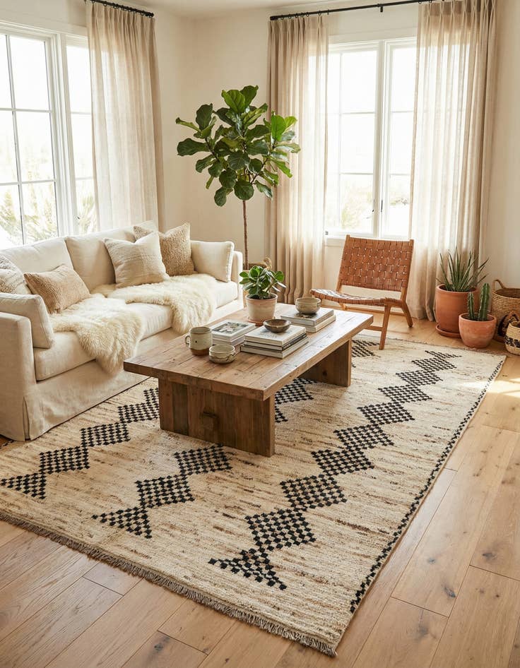 Detail image of 5' 8 x 7' 10  Hand Knotted Moroccan Wool Rug