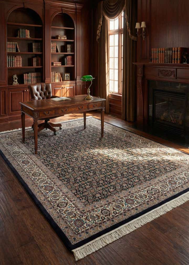 6' 9 x 9' Indo Herati Wool Rug
