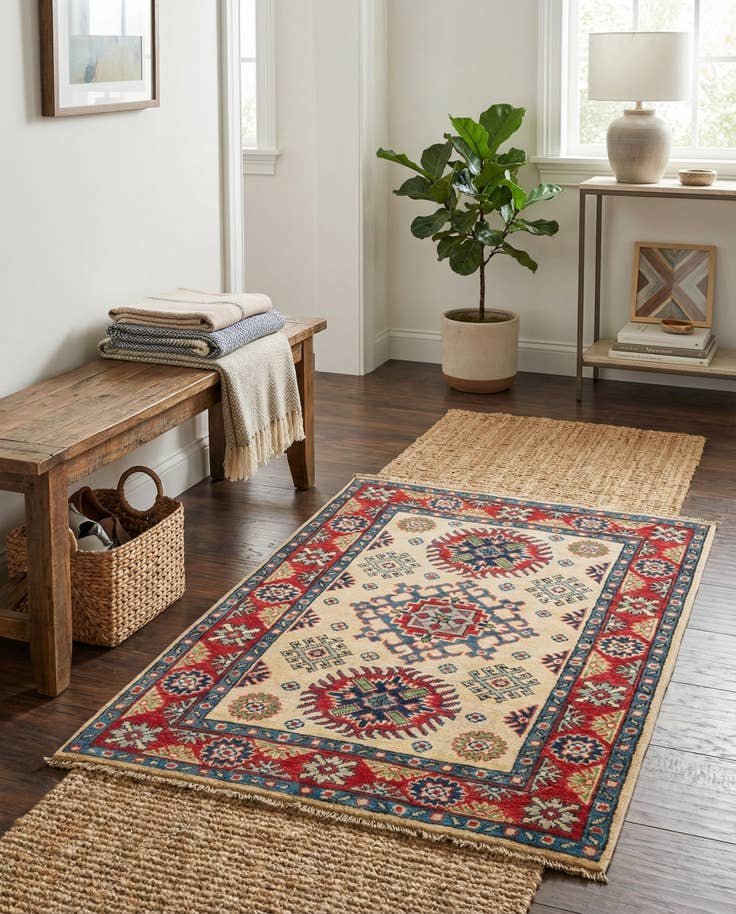Detail image of 2' 8 x 4' Hand Knotted Kazak Rug