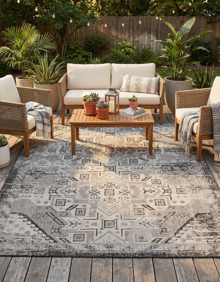 Detail image of 9' x 12'  Washable Aztec Indoor / Outdoor Rug