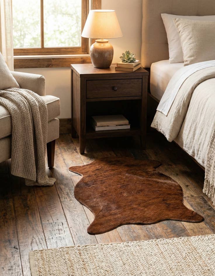 Detail image of 1' 8 x 2' 6 Cowhide Leather Rug