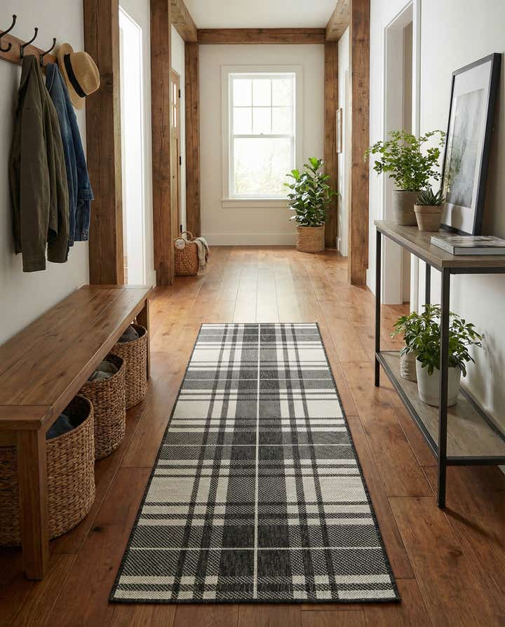 2' x 8' Easy-Clean Checkered Indoor / Outdoor Runner Rug