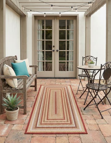 Burgundy Easy-Clean Baja Indoor / Outdoor Runner Rug