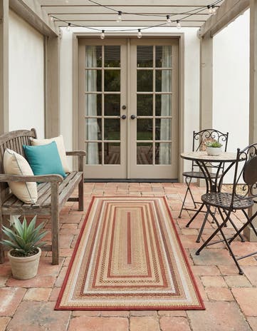 Burgundy Easy-Clean Baja Indoor / Outdoor Runner Rug