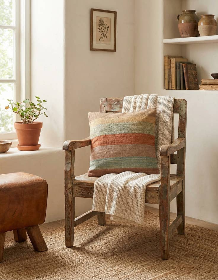 Detail image of 1' 6 x 1' 7  Hand Woven Pillow Wool Square Rug