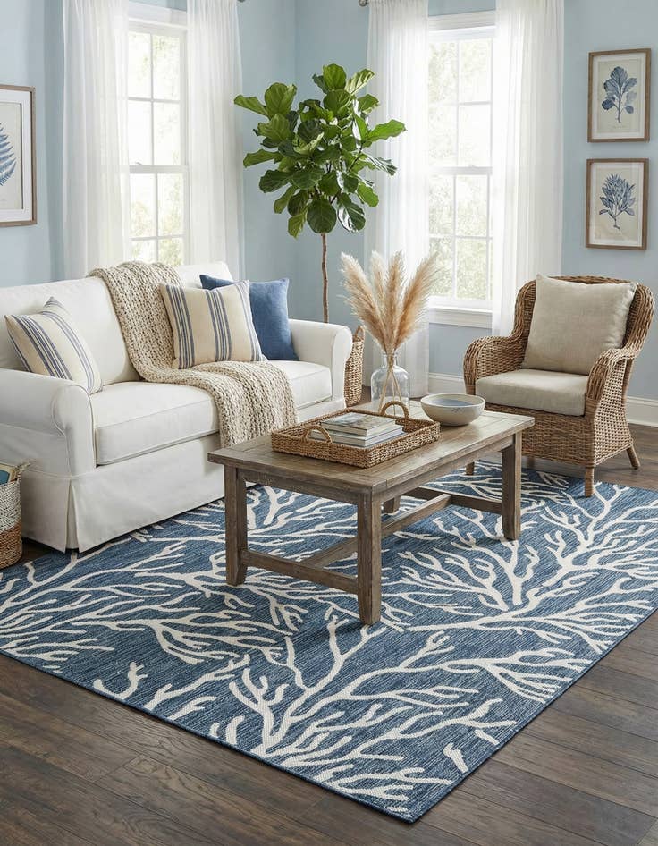 Detail image of  6' x 9'  Washable Coastal Indoor / Outdoor Rug