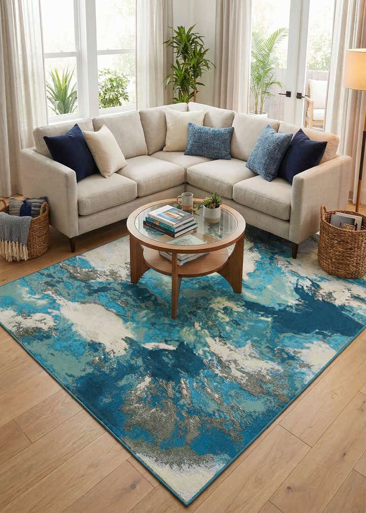 6' 1 x 9' Easy-Clean Modern Indoor / Outdoor Rug