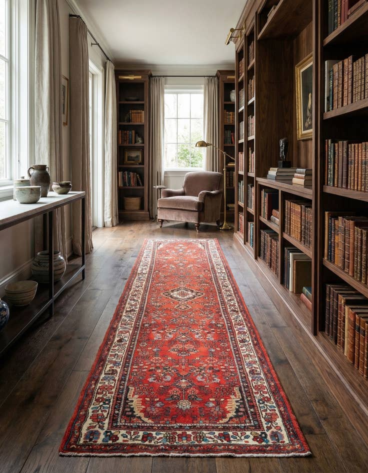 Detail image of 3' 6 x 13' 11 Hamedan Runner Rug