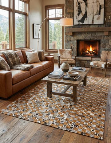5' 1 x 8' Cowhide Leather Rug