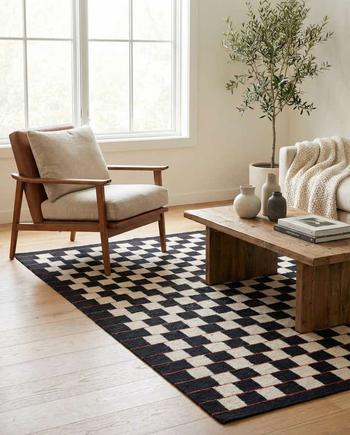 4' 5 x 6' Hand Woven Kilim Modern Wool Rug