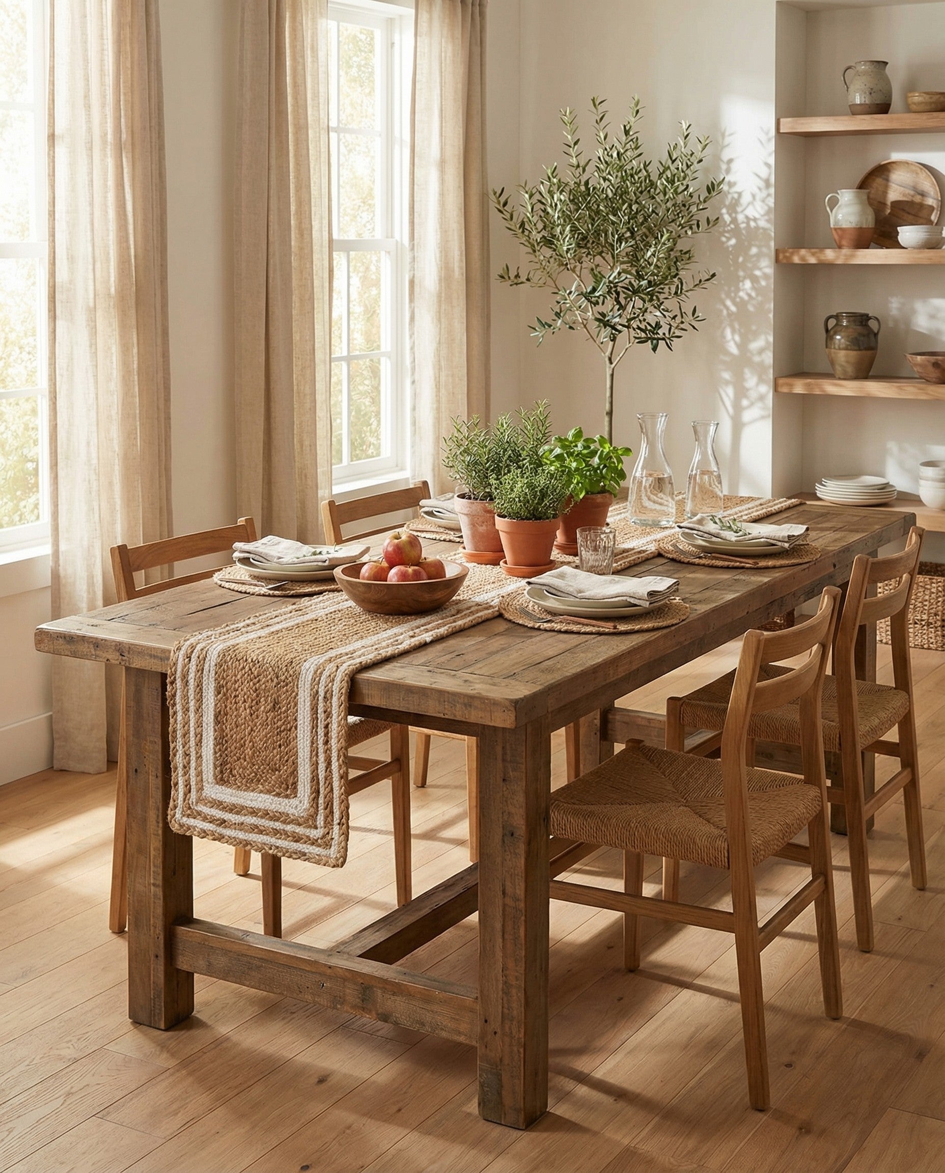  1' 2 x 6' 1  Hand Braided Jute Table Runner Rug