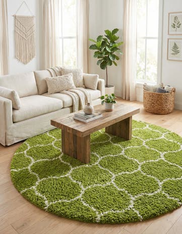 7' 10 x 7' 10 Lattice Shag Round Rug
