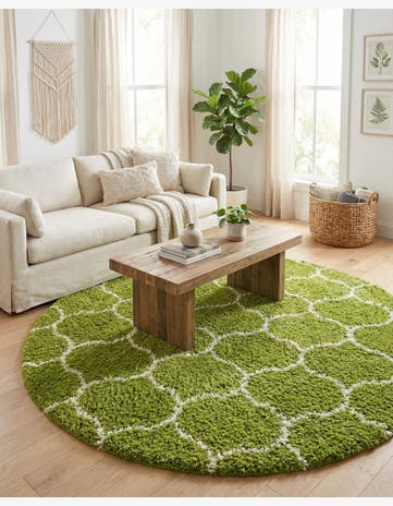 7' 10 x 7' 10 Trellis Shag Round Rug