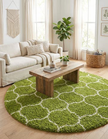 7' 10 x 7' 10 Lattice Shag Round Rug