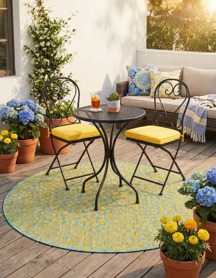 Detail image of 3' x 3'  Washable Jill Zarin Cape Town Indoor / Outdoor Round Rug