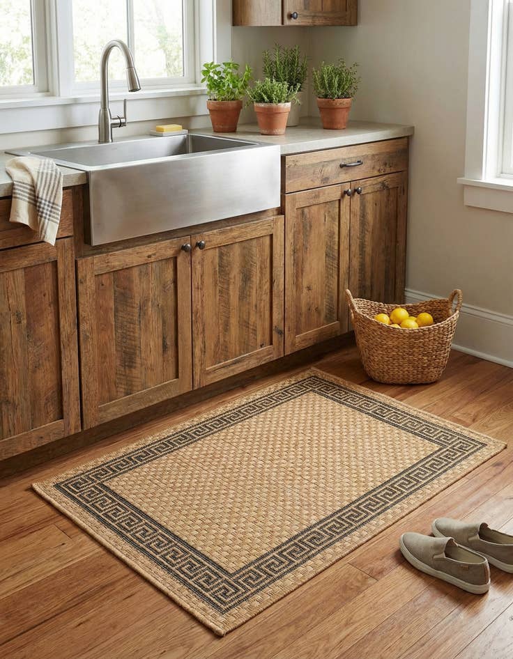 Detail image of 2' 2 x 3'  Washable Border Indoor / Outdoor Rug