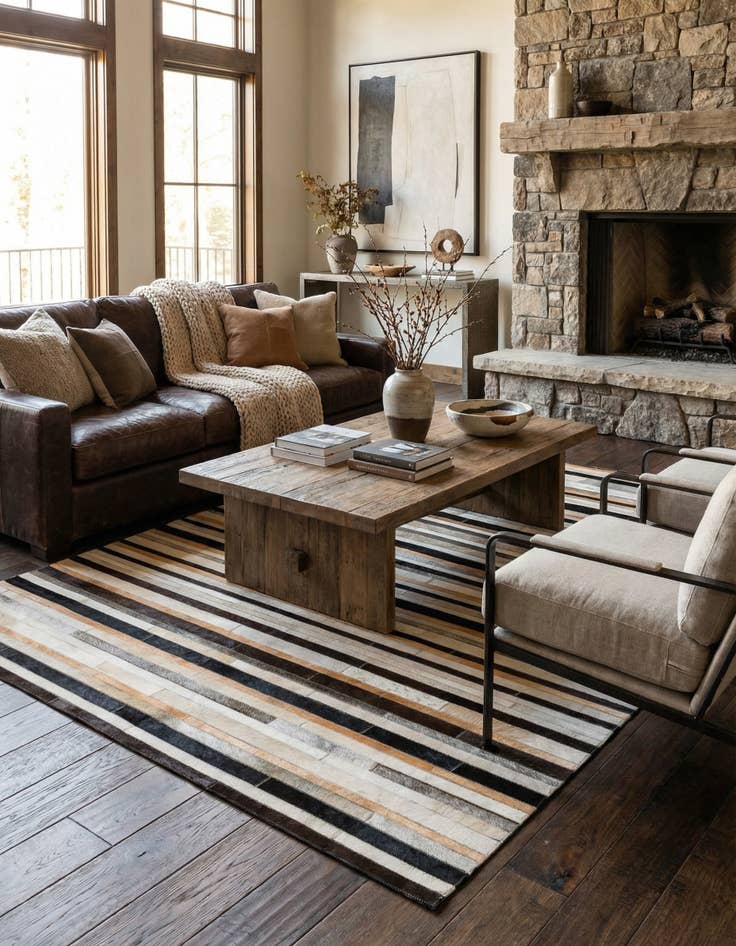 Detail image of 5' 1 x 7' 11 Cowhide Stocks Rug