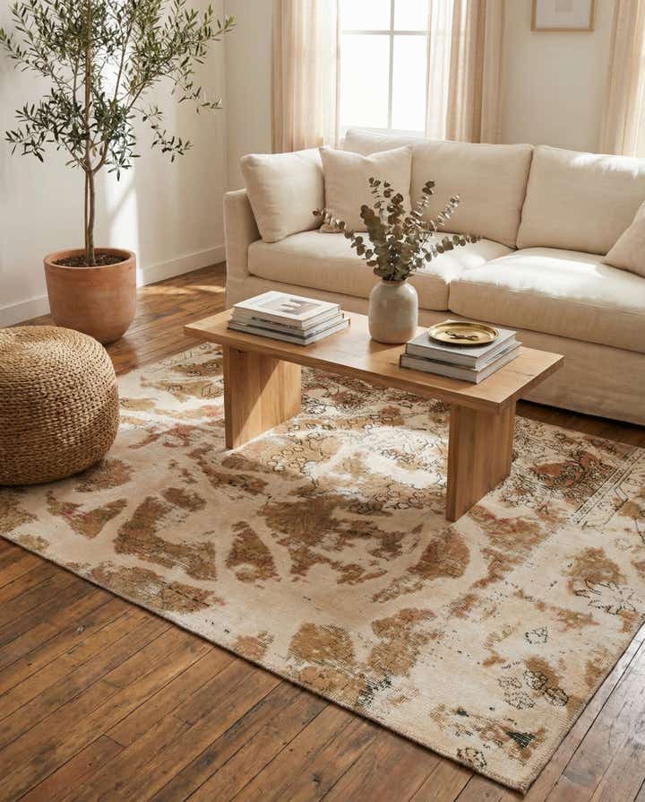 4' 8 x 6' 2 Hand Knotted Ultra Vintage Persian Wool Rug