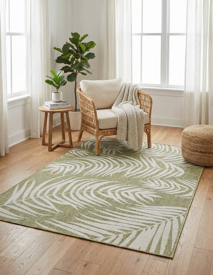 Detail image of  5' 3 x 7'  Washable Botanical Indoor / Outdoor Rug