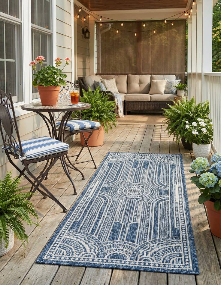 Detail image of 2' x 5' 3  Washable Traditional Indoor / Outdoor Runner Rug