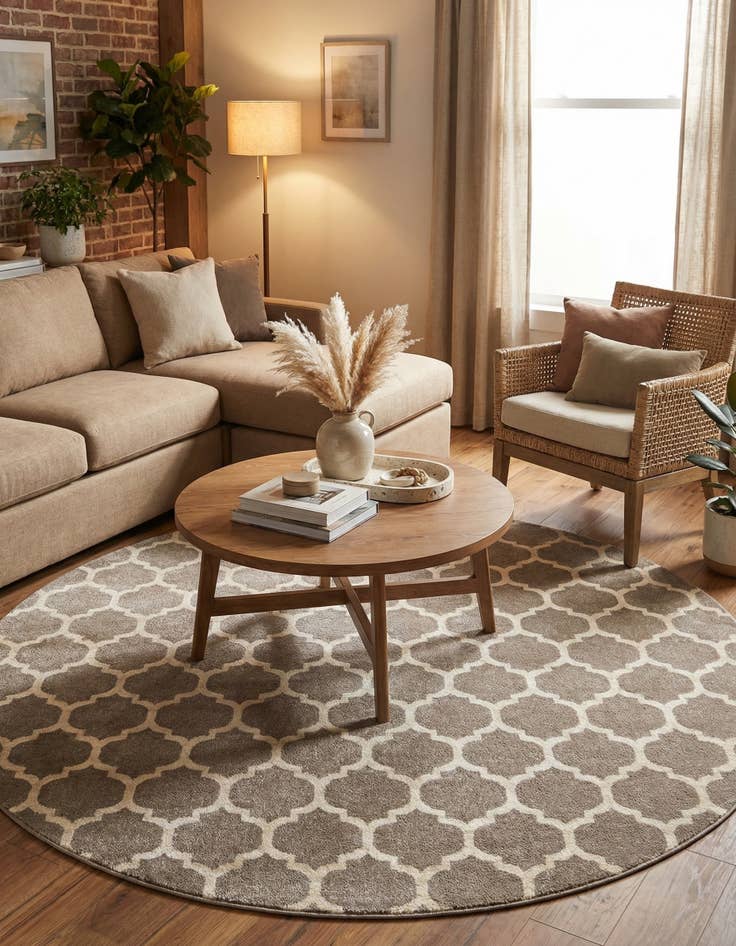 Detail image of  12' 2 x 12' 2 Lattice Round Rug