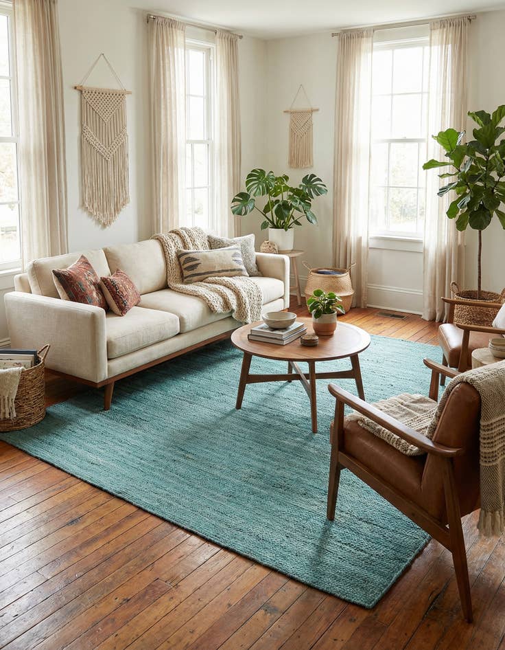 Detail image of 8' x 10'  Hand Braided Jute Rug