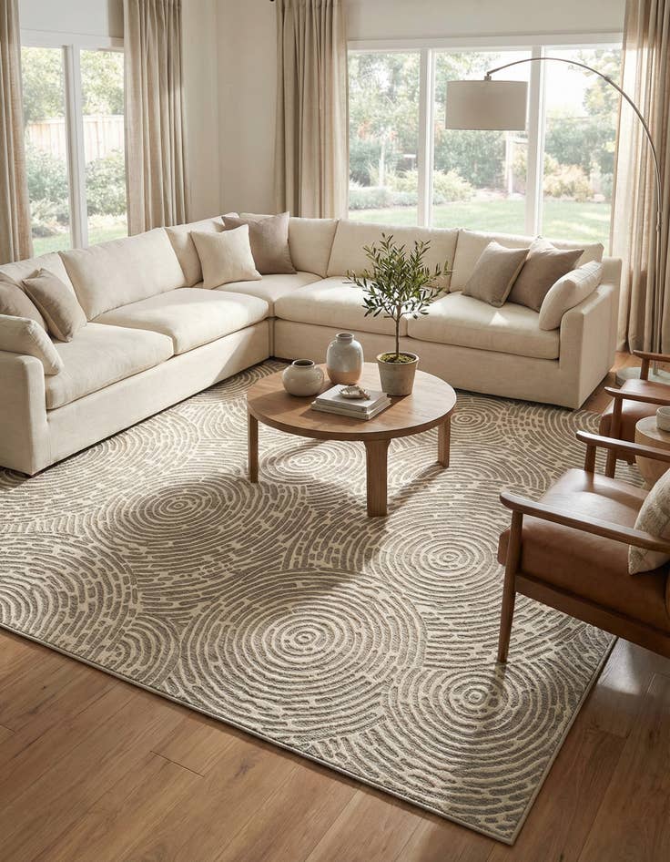 Detail image of 13' x 13'  Washable Modern Indoor / Outdoor Square Rug