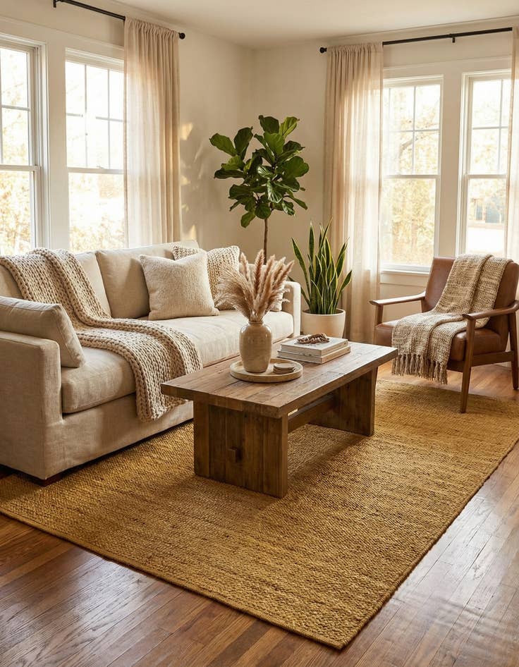 Detail image of 8' x 8'  Hand Braided Jute Square Rug