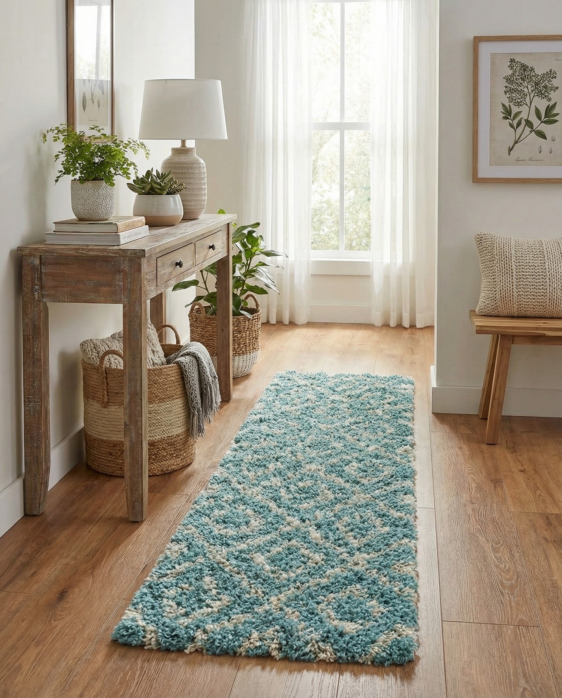  2' 7 x 12' Lattice Shag Runner Rug