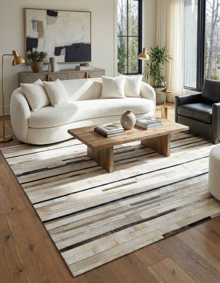 Detail image of  4' 11 x 7' 8 Cowhide - Patchwork Rug