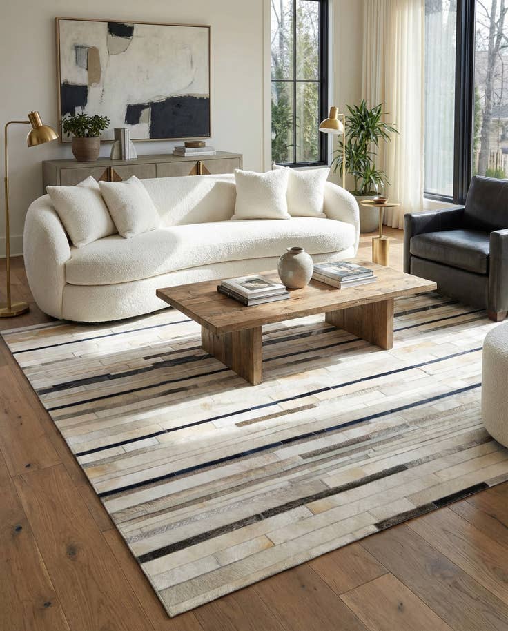 Detail image of 4' 11 x 7' 8 Cowhide - Patchwork Rug