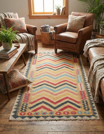 3' 5 x 6' 6 Hand Woven Kilim Maymana Wool Rug
