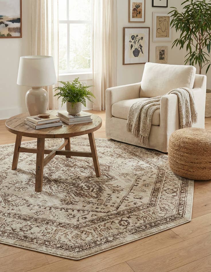 Detail image of 5' 3 x 5' 3 Hermitage Octagon Rug