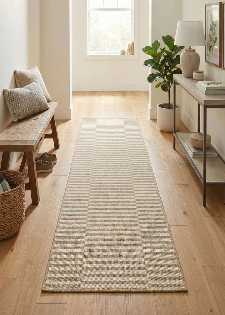 2' x 8' Easy-Clean Striped Indoor / Outdoor Runner Rug