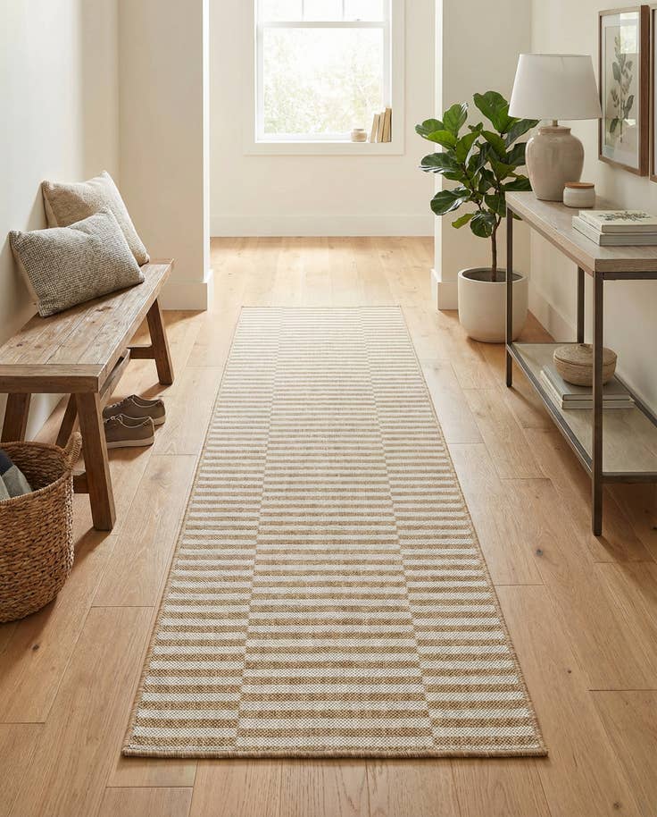 Detail image of 2' x 8' Easy-Clean Striped Indoor / Outdoor Runner Rug