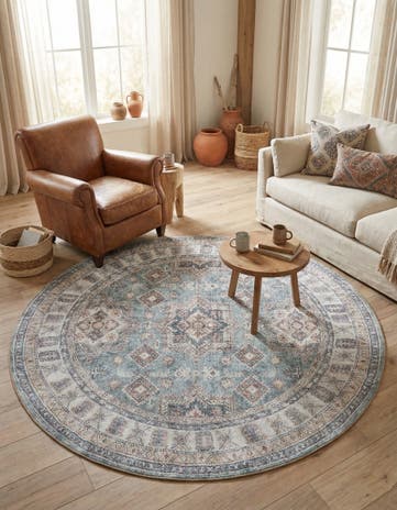 7' 10 x 7' 10 Washable Timeless Round Rug