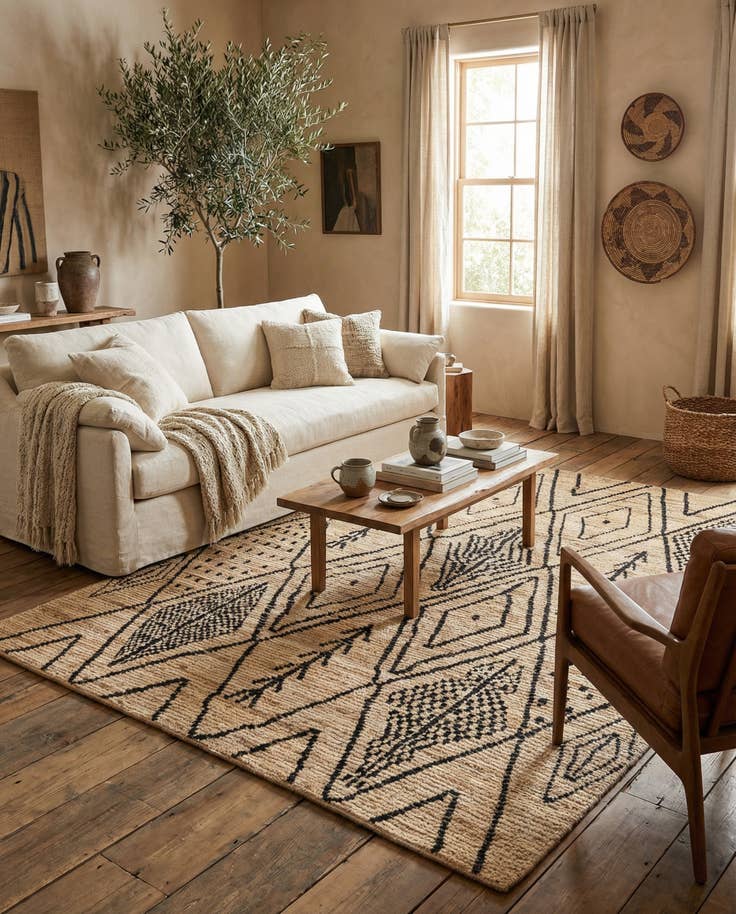 Detail image of 5' 9 x 7' 6 Hand Knotted Moroccan Wool Rug