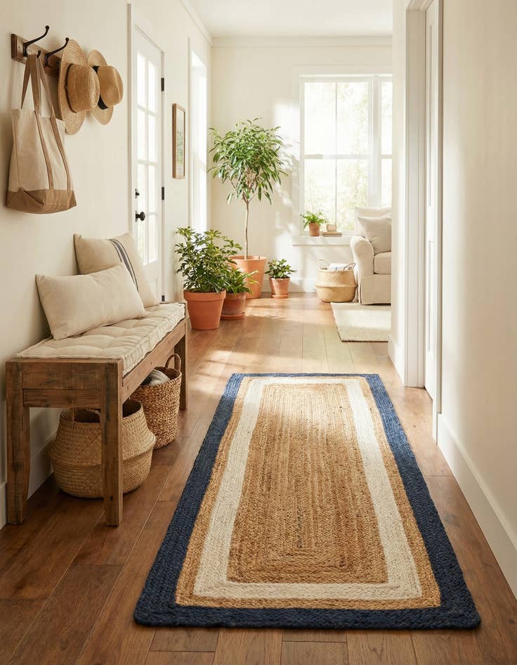 Detail image of 2' x 6' 1  Hand Braided Jute Runner Rug