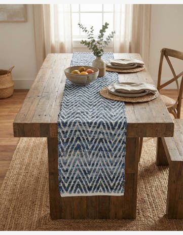 1' 2 x 8' Hand Woven Chindi Chevron Table Runner Rug