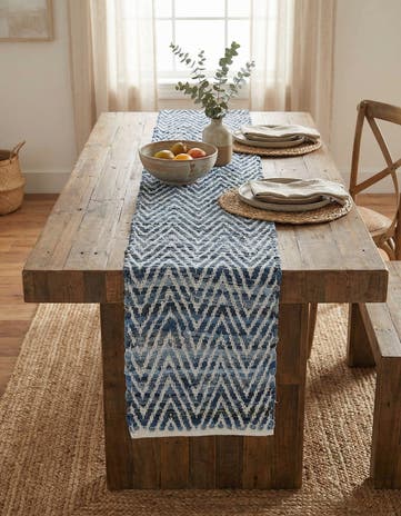 1' 2 x 8' Hand Woven Chindi Chevron Table Runner Rug