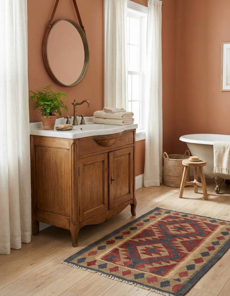 Detail image of 3' 3 x 4' 9  Hand Woven Kilim Maymana Wool Rug