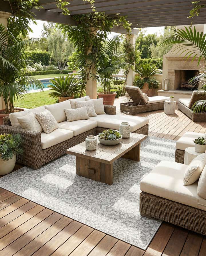 7' 10 x 7' 10 Easy-Clean Safari Indoor / Outdoor Square Rug
