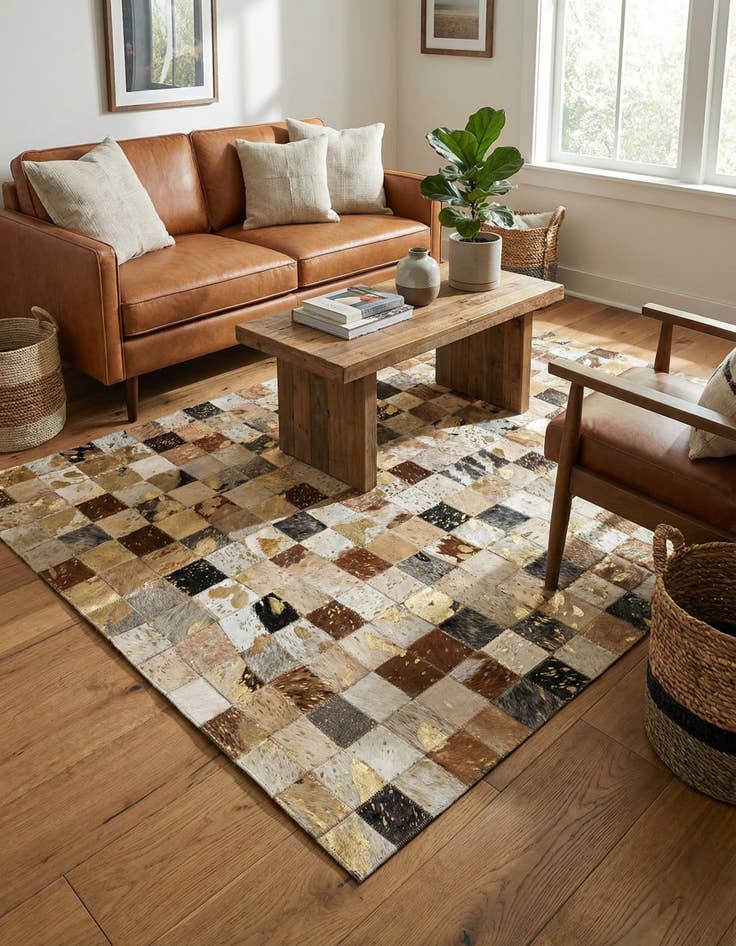 Detail image of 4' 1 x 6' 1 Cowhide - Patchwork Rug