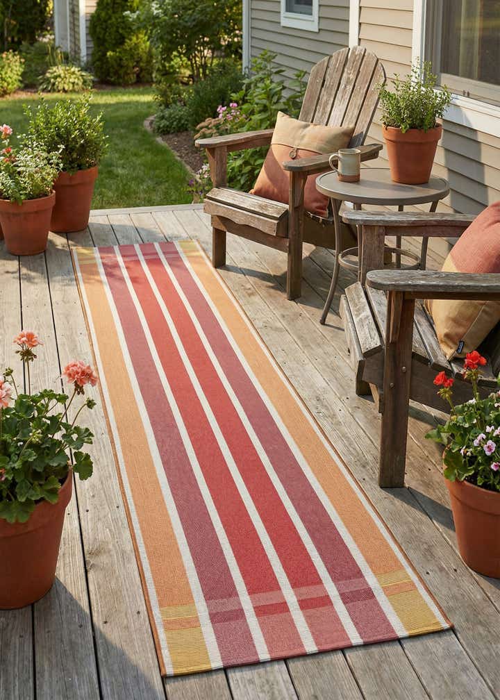 2' x 8' Easy-Clean Striped Indoor / Outdoor Runner Rug