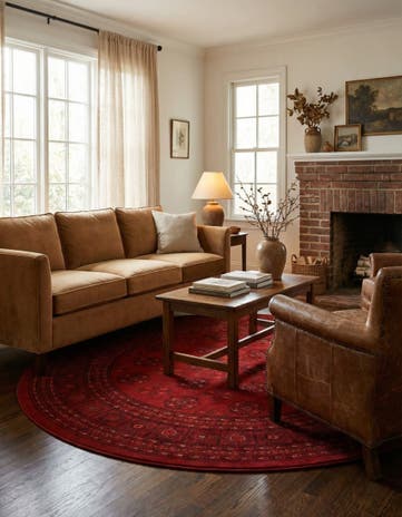 Red Bokhara Round Rug