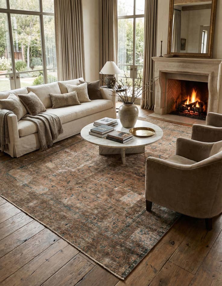 Detail image of 9' 5 x 11' 2  Hand Knotted Ultra Vintage Persian Wool Rug