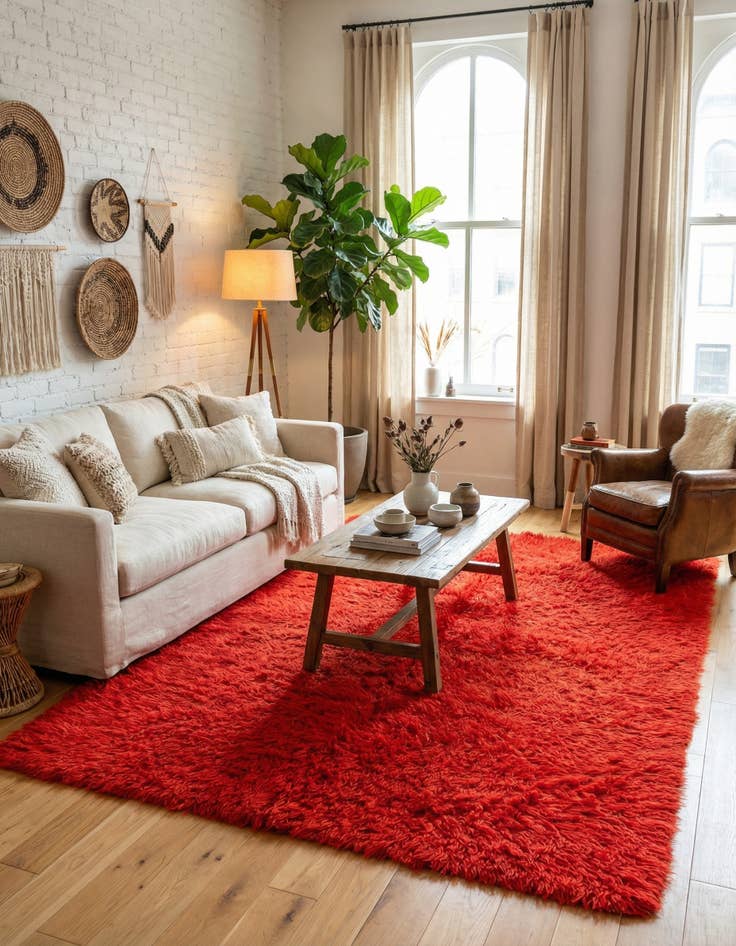 Detail image of 6' 2 x 9'  Hand Knotted Moroccan Wool Rug