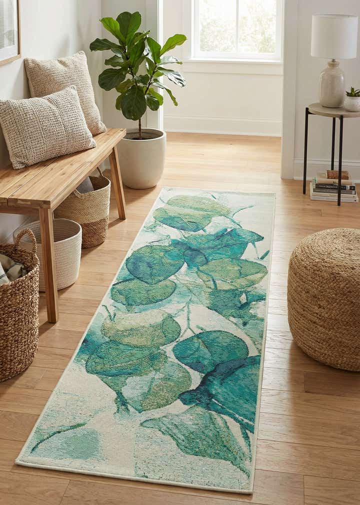 2' x 6' Easy-Clean Botanical Indoor / Outdoor Runner Rug