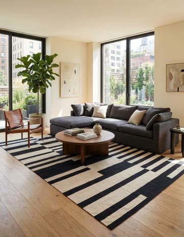 6' 7 x 9' 9 Hand Woven Kilim Modern Wool Rug