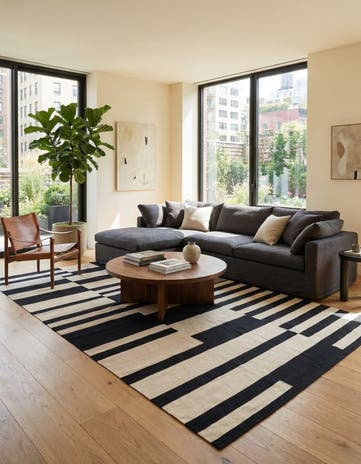 6' 7 x 9' 9 Hand Woven Kilim Modern Wool Rug